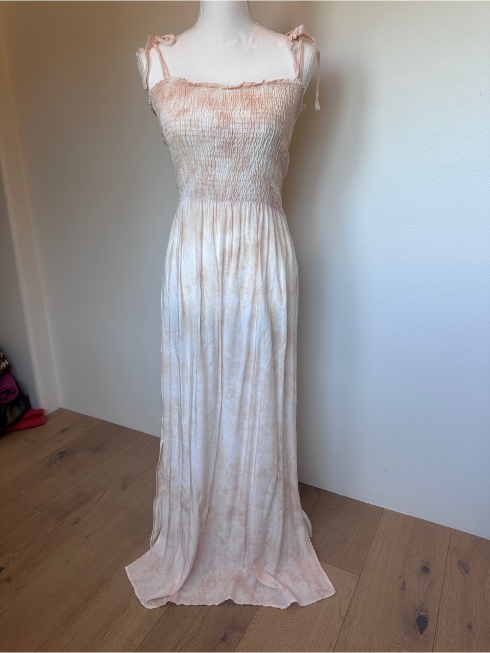 Kiwi + Punch Blush Tie-Dye Smocked Maxi Dress – Size Small